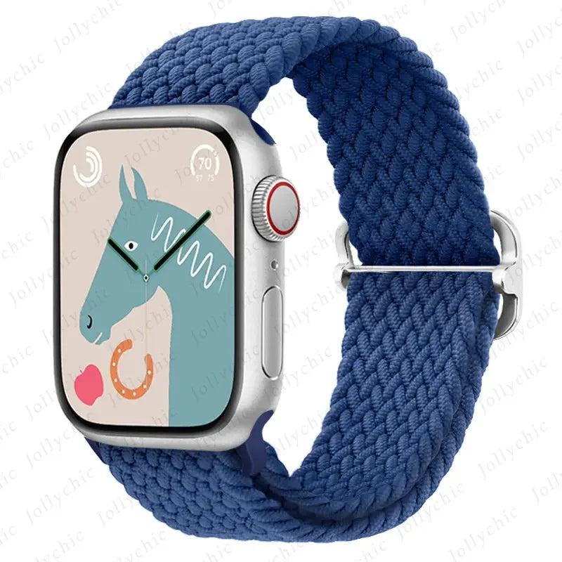 Braided Solo Loop band For Apple Watch Ultra 2 band 49mm 44mm 40mm 45mm 41mm 42mm 38mm band Apple Watch Series 9 8 7 6 SE 3