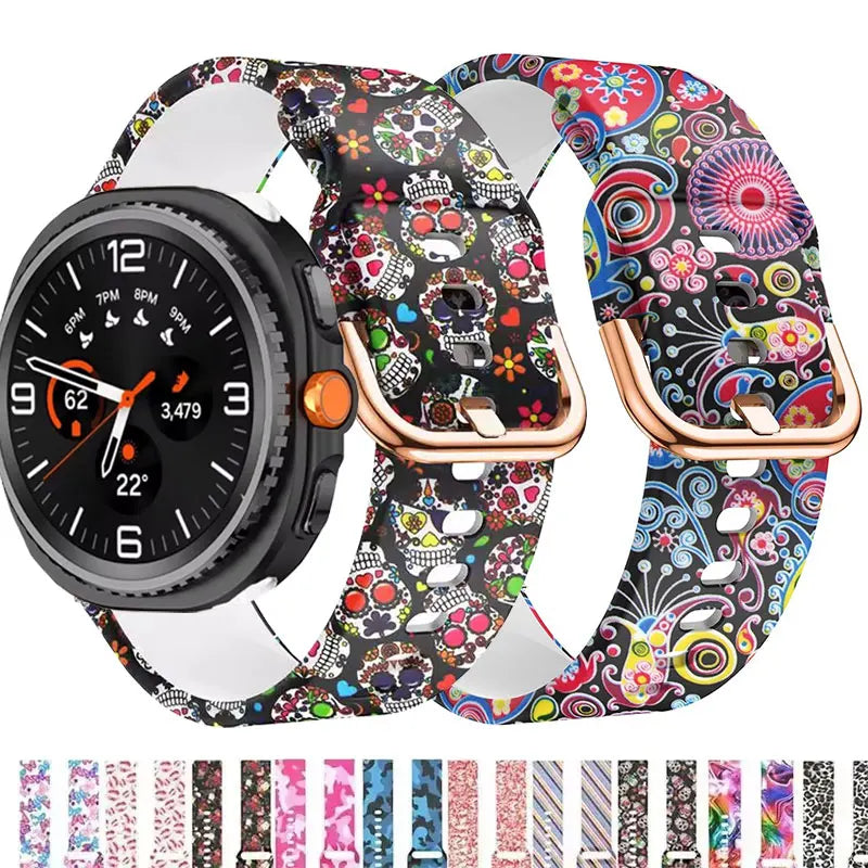 Printing Silicone Strap For Samsung Watch 8 Band Galaxy Watch 8 Classic Watchband Replacement No Gap Galaxy Watch 8 Correa