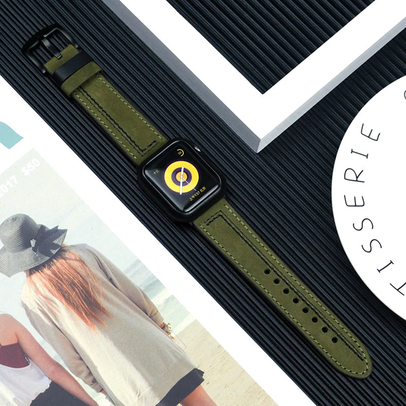 Leather loop band For Apple Watch Ultra 2 band 44mm 45mm 49mm 40mm 42mm 38mm 41mm sport band Apple Watch Series 9 8 7 3 4 5 6 se