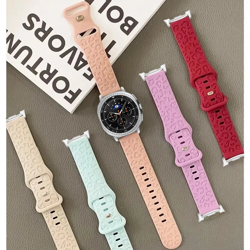 Samsung galaxy watch 8 Band Leopard Print Strap For galaxy watch 8 classic Silicone Engraved Wristband Replaceable Watchband