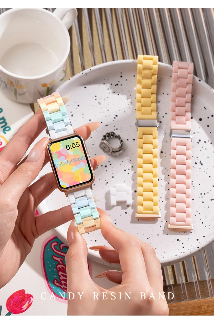 Candy Color Resin Strap For Samsung Galaxy Fit 3 Macaron Replace Wrist Watchband Belt Smart Watch Band Accessories