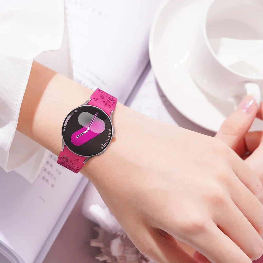 No Gaps Band for Samsung Galaxy Watch 7/5 Pro/4 6 Classic 40 44mm Engraved Silicone Sport Bracelet correa Galaxy Watch 7 Straps