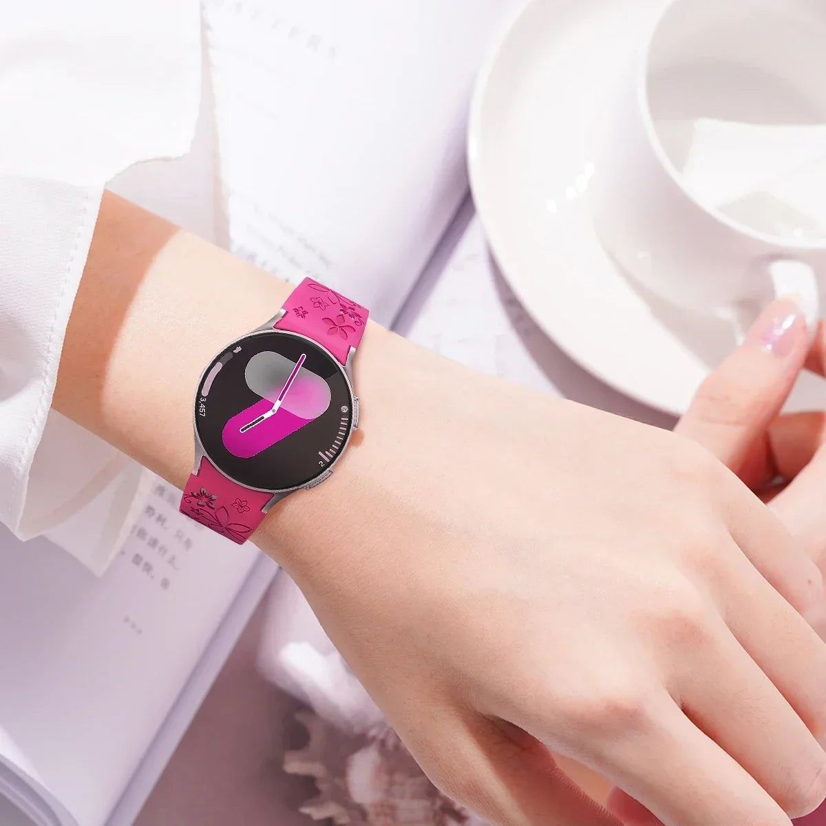 No Gaps Band for Samsung Galaxy Watch 7/5 Pro/4 6 Classic 40 44mm Engraved Silicone Sport Bracelet correa Galaxy Watch 7 Straps