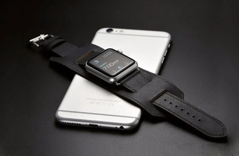 Cuff band for Apple Watch band 44mm 45mm 40mm 49mm 41mm 42mm 38mm Leather watch band Apple Watch Series 9 8 7 5 SE 6 Ultra 2 band