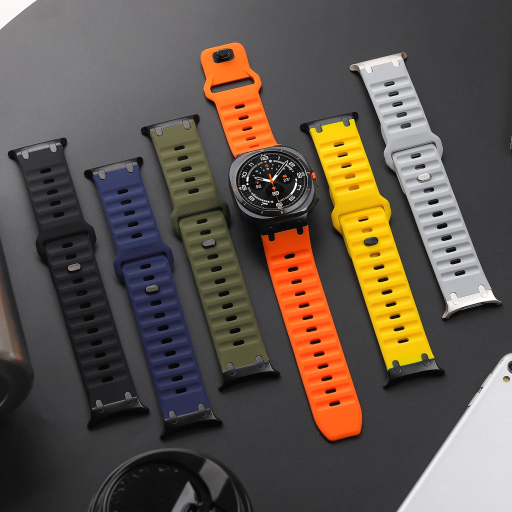 Metal+Silicone Band For Samsung Galaxy Watch Ultra 47mm Accessories Sport wrist belt Bracelet correa Galaxy Watch7 8 Ultra Strap