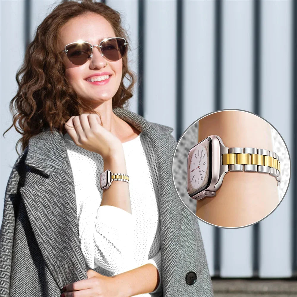 Slim Stainless steel band for Apple Watch band 44mm 45mm 40mm 38mm 42mm 41mm metal band Ultra 49mm Apple Watch Series 8 7 6 SE 5 9