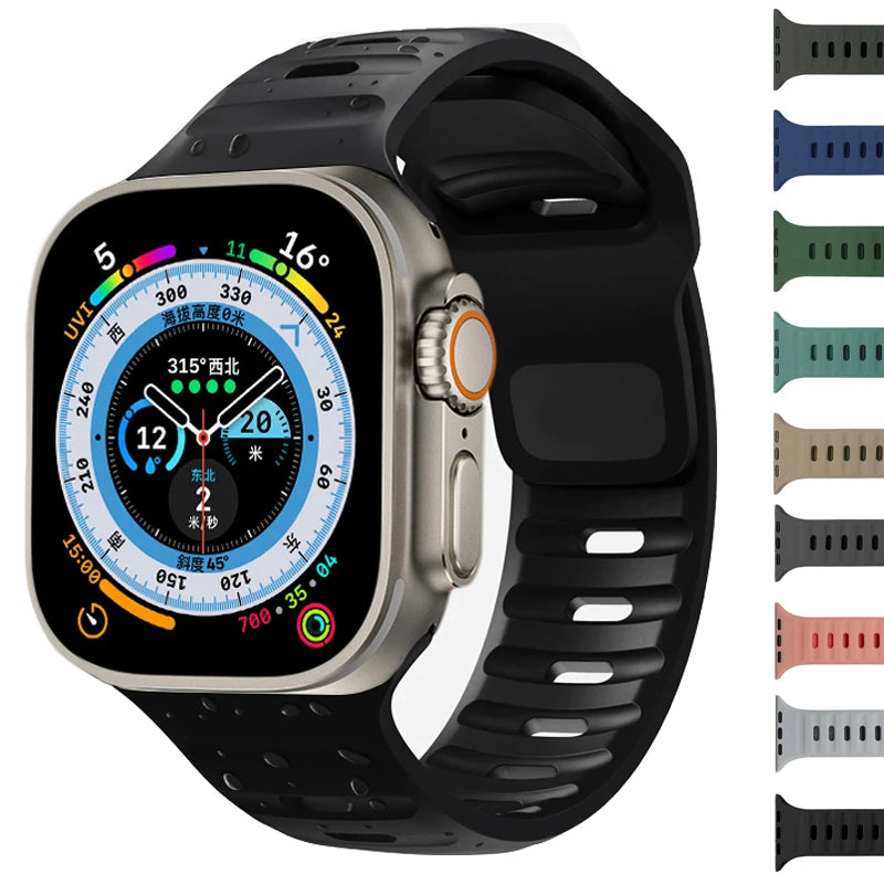 band For Apple Watch band 49mm 46mm 44mm 45mm 41mm 40mm 38mm 42mm Soft Silicone sport band watch Series 10 9 8 7 SE 6 5 Ultra