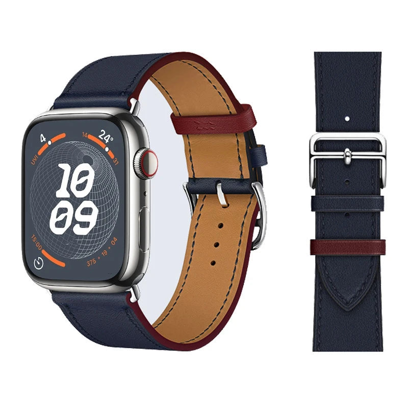 Leather band For Apple Watch Ultra 2 49mm 9 8 7 45mm 41mm High quality business wristband For Apple Watch 6 5 4 3 SE 44mm 40mm 42mm