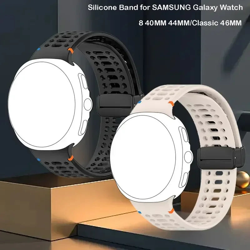 Air Hole Strap for Samsung Galaxy Watch 8 40mm 44mm Silicone Magnetic Buckle Wristband for Galaxy Watch 8 Classic Accessories