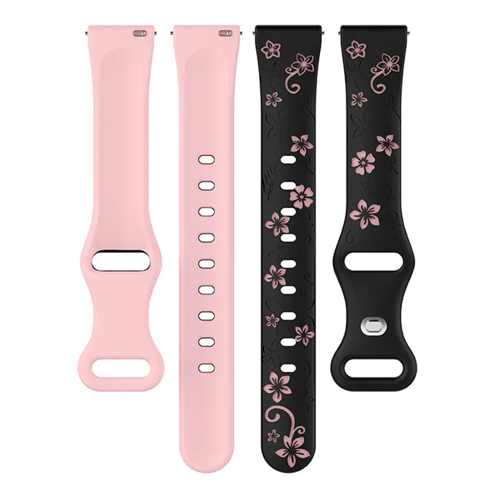 18mm 20 22mm Women Silicone Engraved Bracelet for Huawei GT5/GT4 41mm GT5Pro 46mm Band for Samsung Galaxy FE 7 6 40mm 44mm Strap