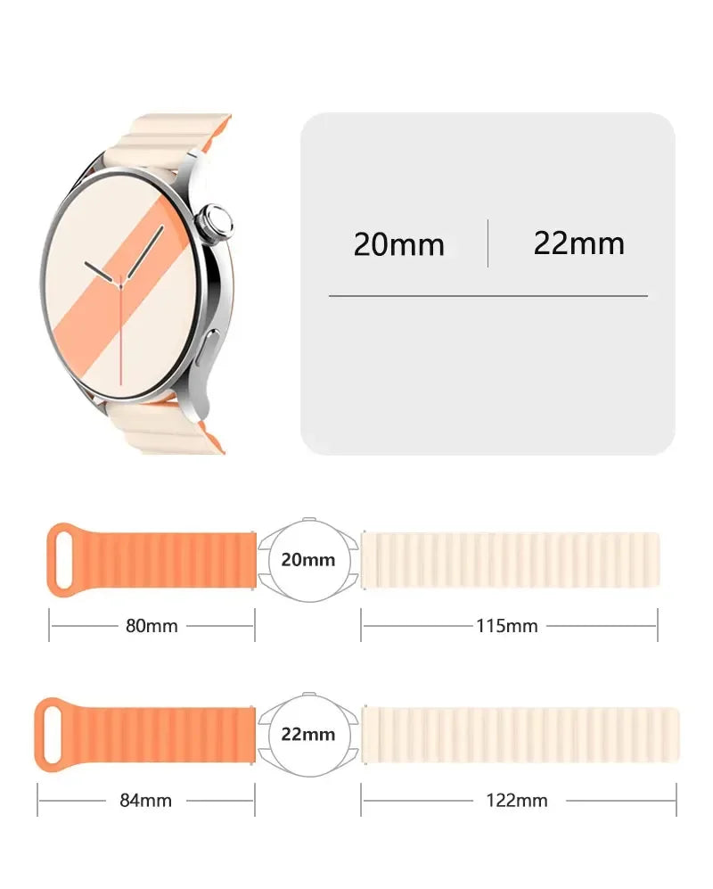 silicone strap For Samsung Galaxy watch 7/6/5/4/5pro/6-4 Classic/FE 20mm 22mm band Magnetic Loop bracelet huawei GT 4-3-pro-2e