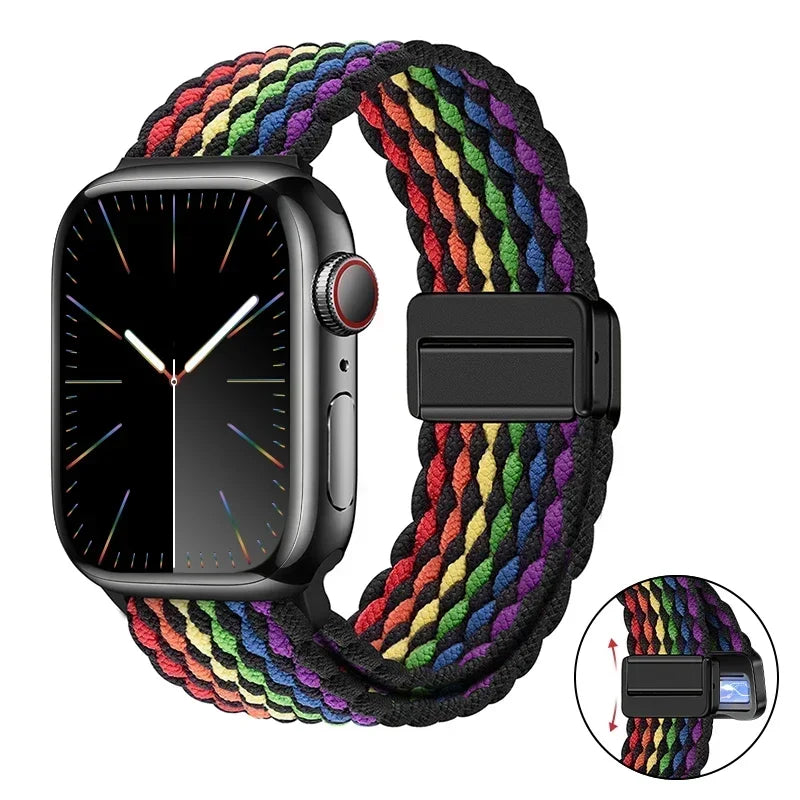 Magnetic Braided band For Apple Watch band 46mm 42mm 45mm 41mm 44mm 40mm Ultra 2 49mm Nylon band Apple Watch 10 9 8 7 6 5 4 SE