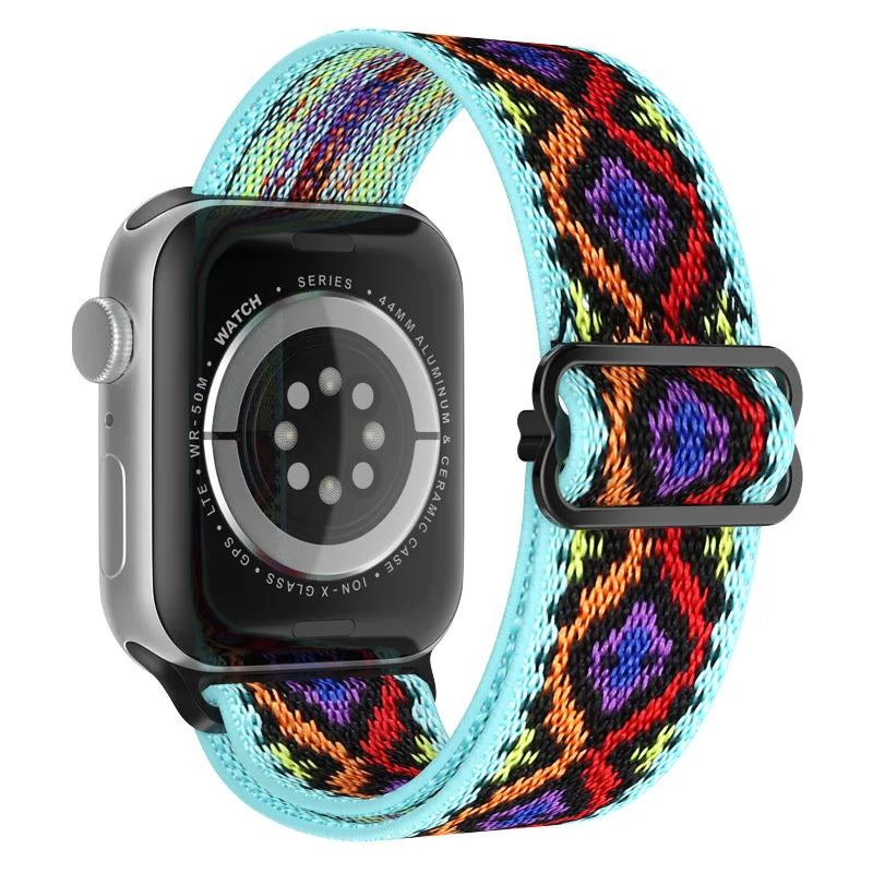 Elastic band for Apple Watch Series 10 9 8 7 6 5 4 SE Ultra 2 49mm 46mm 42mm 41mm 45mm 40mm 44mm Nylon loop band Apple Watch Band