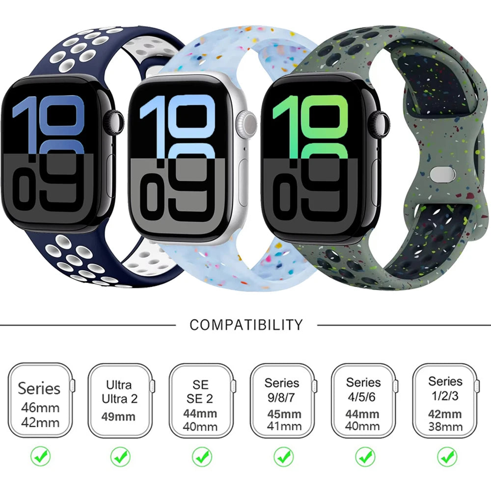 Silicone band for Apple Watch Series 11 10 46mm 42mm Sport band Apple Watch 9 8 7 6 5 SE 4 Ultra 3 2 49mm 45mm 44mm 40mm 41mm Band