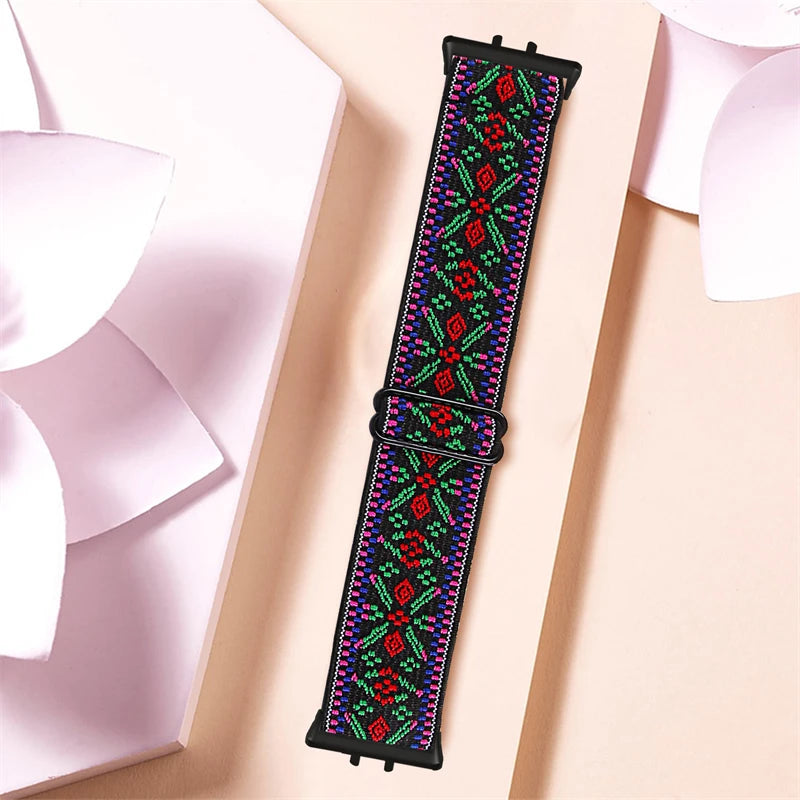 Elastic Nylon Strap For Samsung Galaxy Fit 3 Watch Bracelet Vintage Bohemian National Style Watchband For Samsung Fit 3 SM-R390