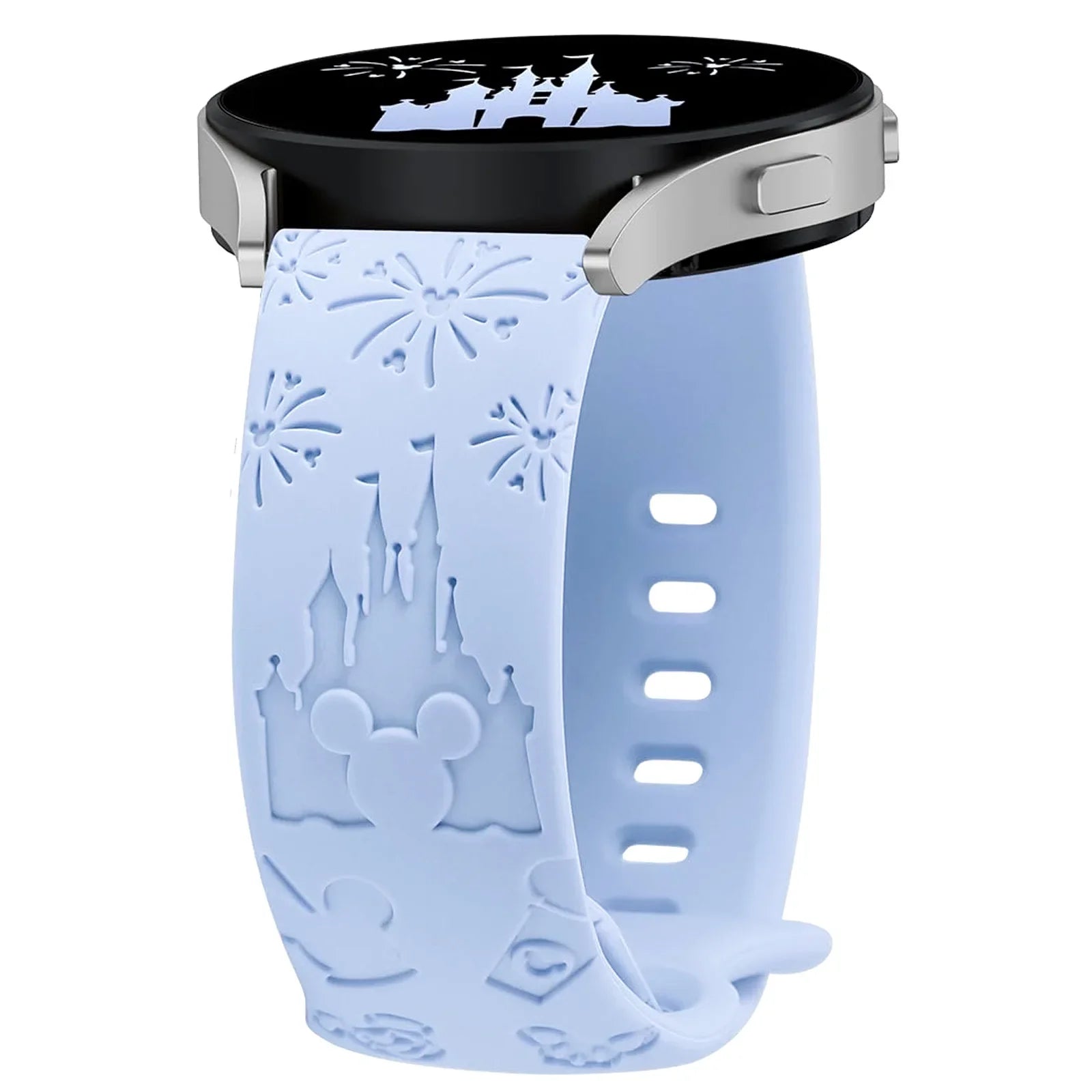 20mm Castle Floral Engraved Band for Samsung Galaxy Watch 7 6 5 4 40/44mm Silicone Cute Strap for Watch 6Classic 47mm 5Pro 45mm