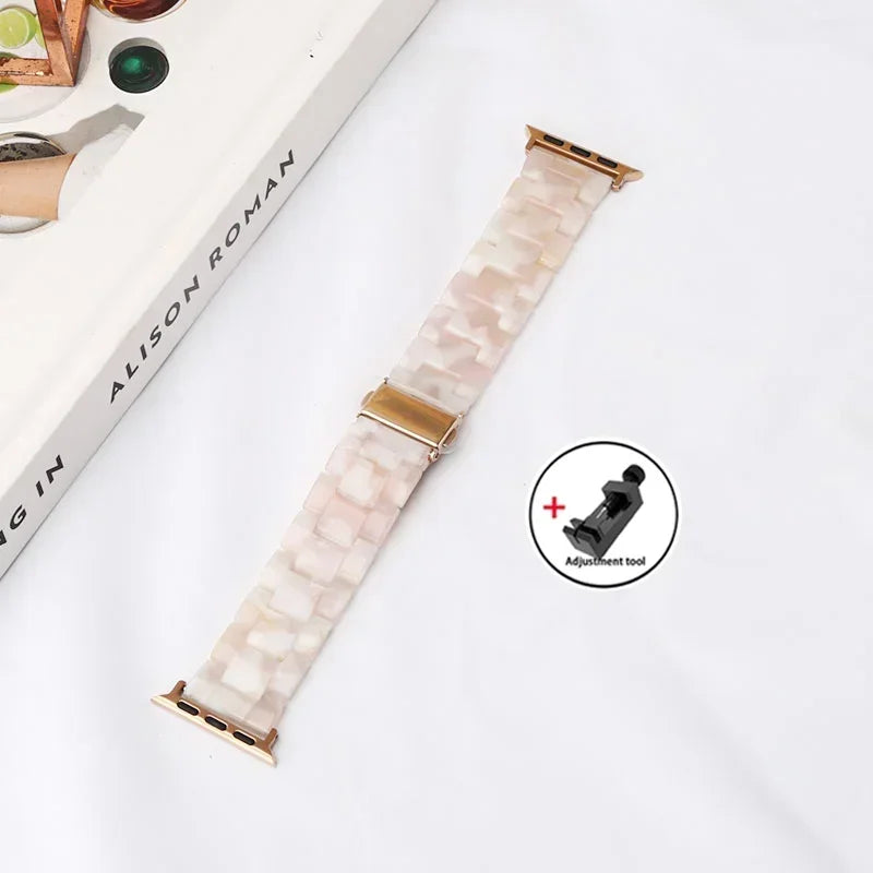 Luxury Resin band for Apple Watch Ultra 2 band 49mm 45mm 41mm 40mm 44mm 38mm 42mm Link band Apple Watch Series 9 7 8 6 SE 5 4 3