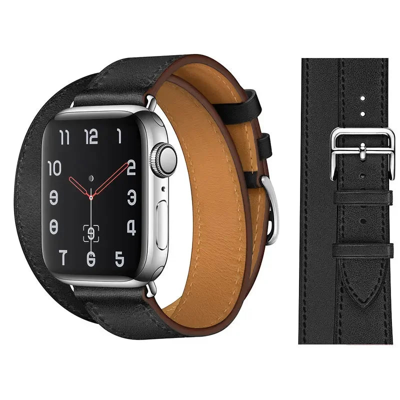 Leather band For Apple Watch Ultra 2 49mm 9 8 7 45mm 41mm High quality business wristband For Apple Watch 6 5 4 3 SE 44mm 40mm 42mm
