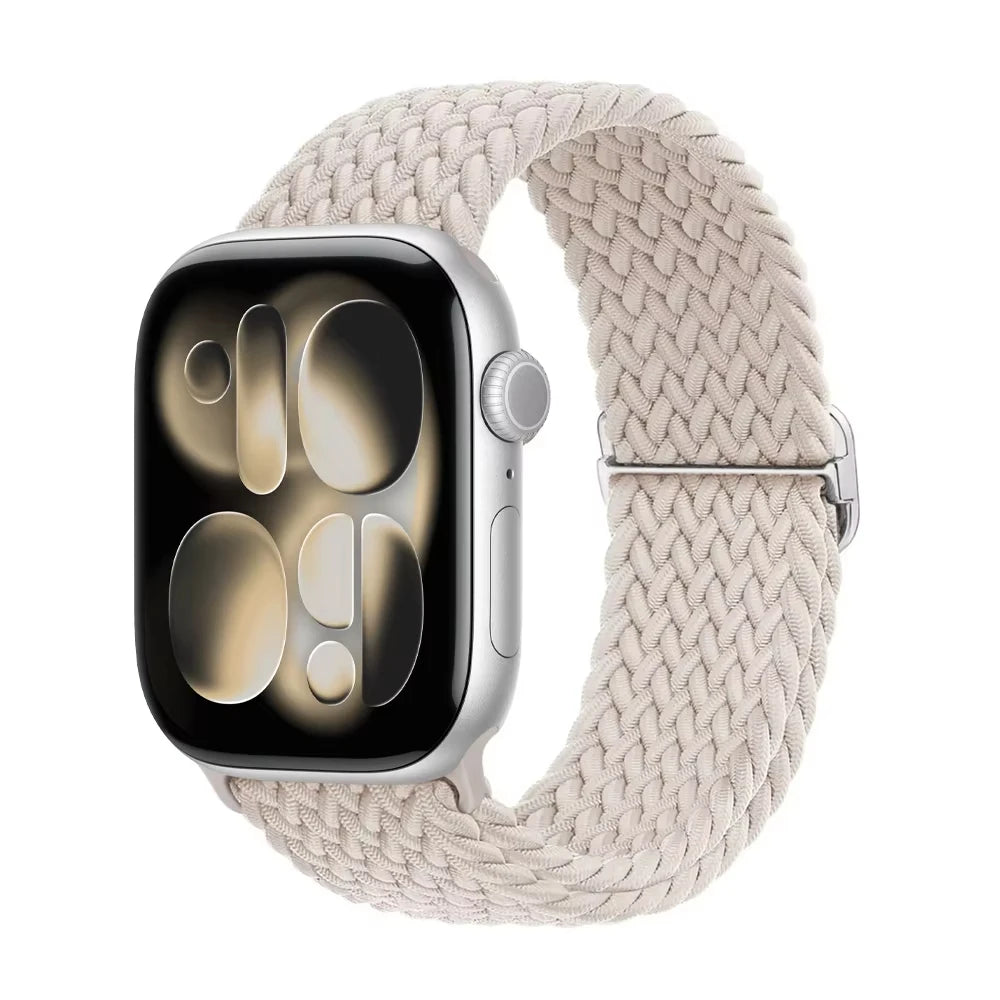 Braided band For Apple Watch band 44mm 45mm 49mm 46mm 40mm 41mm 38mm Elastic Adjustable Nylon band Apple Watch Series 11 10 9 8 SE 7 Ultra3
