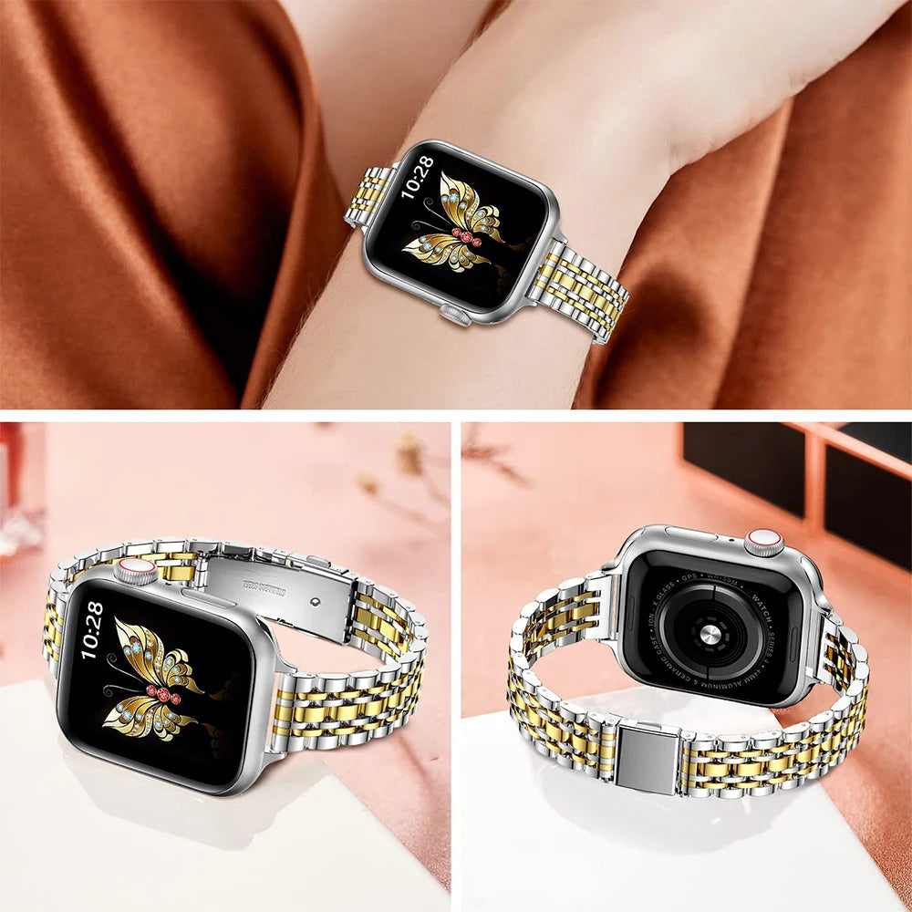 For Apple Watch 10 11 46mm band metal Wristband Lady band For Apple Watch 9 8 7 Ultra 49mm 44mm 45mm band Women Business Watchband
