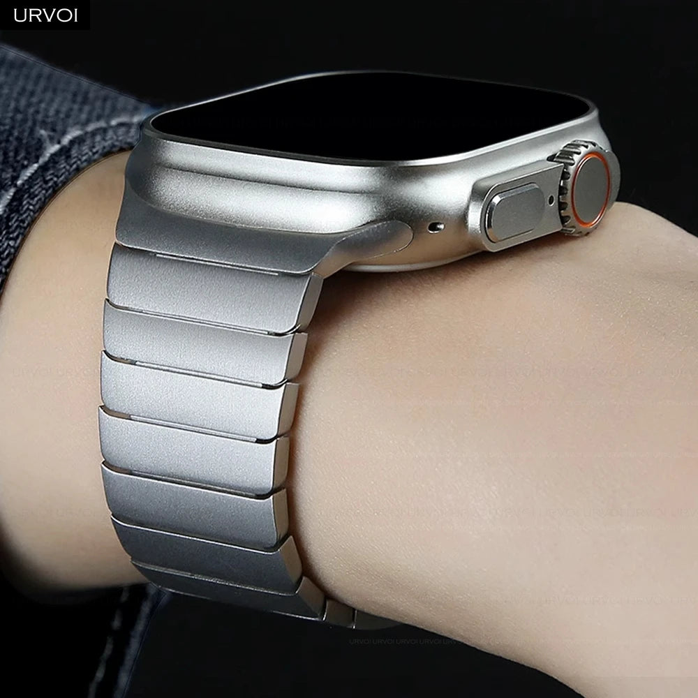 URVOI band for Apple Watch Ultra 3 2 Link band gen.1 3 stainless steel band butterfly clasp wristband for Apple Watch 45mm 46mm 49mm