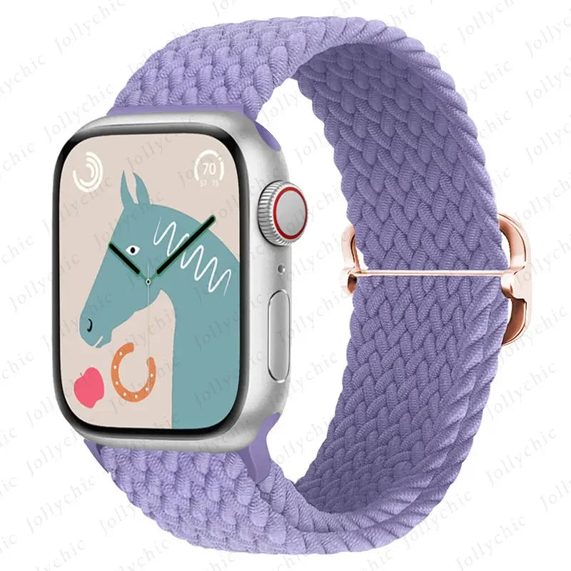 Braided Solo Loop band For Apple Watch Ultra 2 band 49mm 44mm 40mm 45mm 41mm 42mm 38mm band Apple Watch Series 9 8 7 6 SE 3