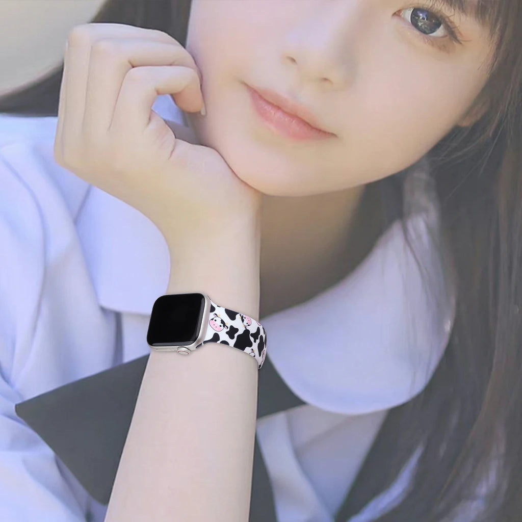 For Apple Watch 38mm 40mm 41mm 44mm 45mm Series 10 42mm 46mm 49mm Animal print silicone watchband for Apple Watch Series 10 9 8 7 6 5 4 3 2