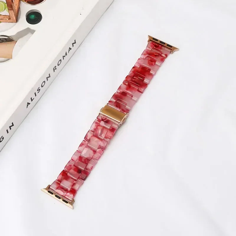 Luxury Resin band for Apple Watch Ultra 2 band 49mm 45mm 41mm 40mm 44mm 38mm 42mm Link band Apple Watch Series 9 7 8 6 SE 5 4 3