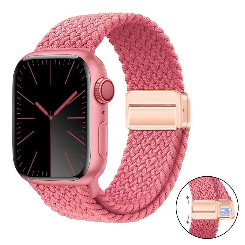 Magnetic Braided band For Apple Watch band 46mm 42mm 45mm 41mm 44mm 40mm Ultra 2 49mm Nylon band Apple Watch 10 9 8 7 6 5 4 SE