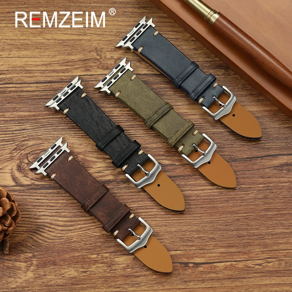Cowhide band 49mm 46mm 45mm 44mm 42mm 41mm 40mm 38mm for Apple Watch Leather watch band for Apple Watch Series 1 10 Ultra SE 2 Watch Accesso