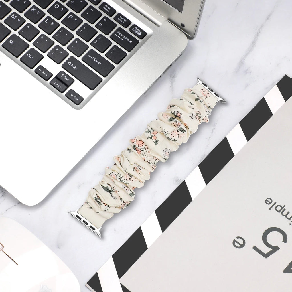 Scrunchie Compatible For Apple Watch band 49mm 40mm 41mm 38mm 42mm 44mm 45mm Cute Printed Elastic For Apple Watch Series 9 8 7 6 5 3 SE