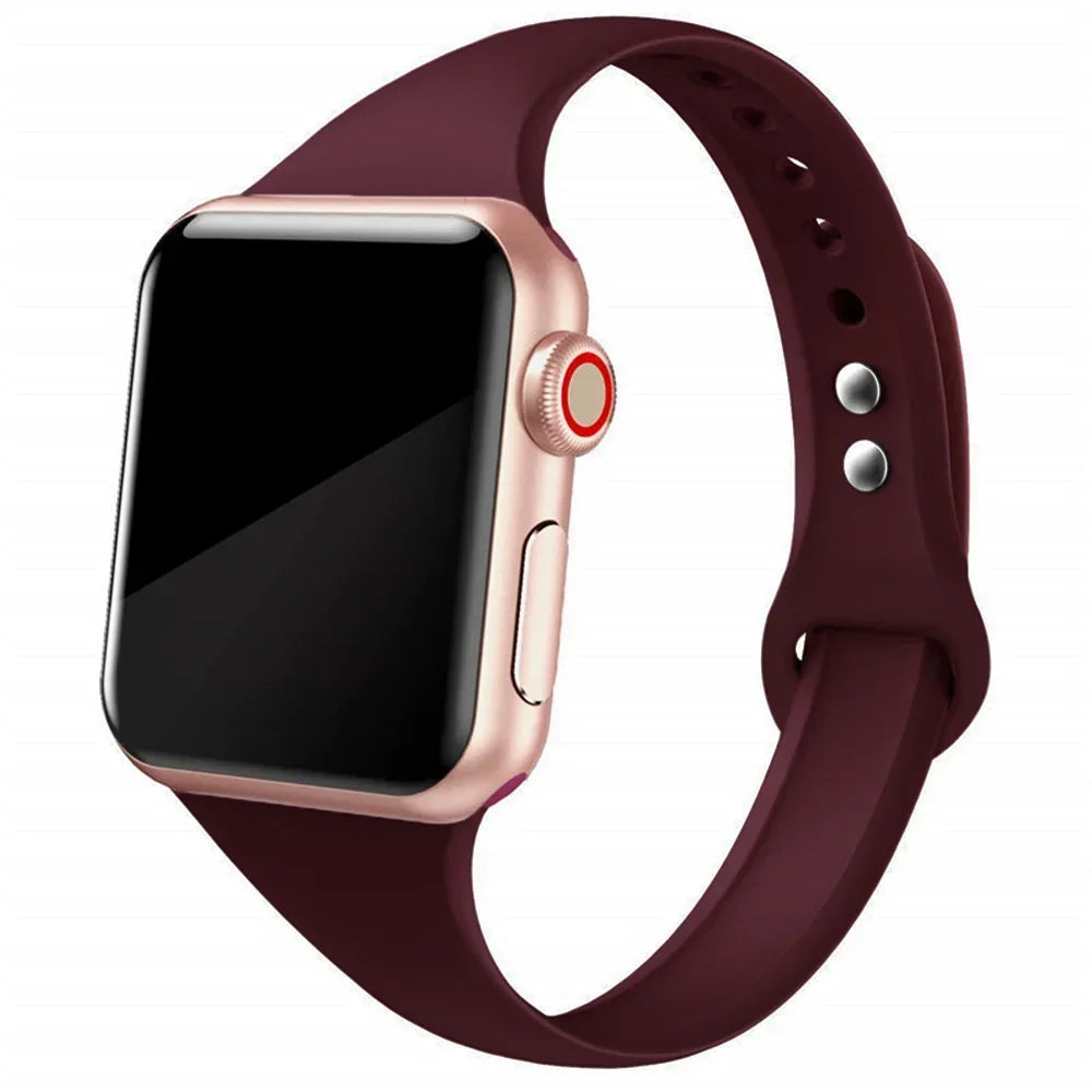 Slim WatchBands for Apple Watch band Series 9 8 7 6 5 4 SE Ultra 2 49mm Sport band Silicone band Apple Watch 41mm 44mm 40mm 45mm