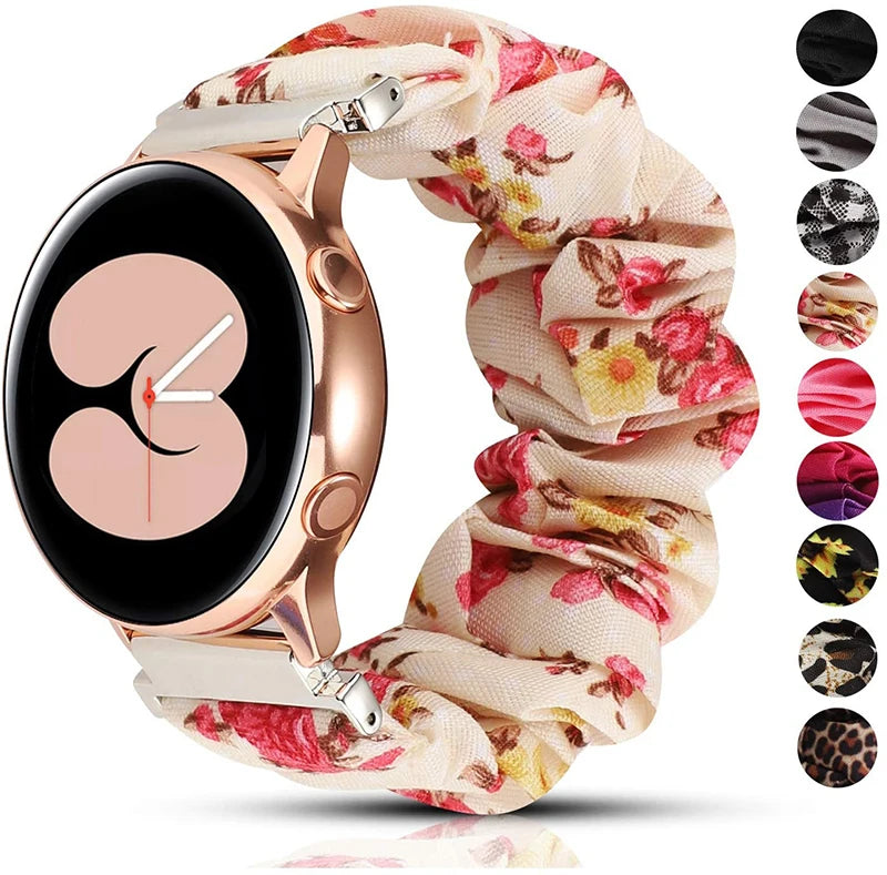 Scrunchie Strap For Samsung Galaxy watch 7/4/5/6 pro 45mm classic 47mm 43mm SOLO LOOP belt correa bracelet HUAWEI GT 2 2e 3 band