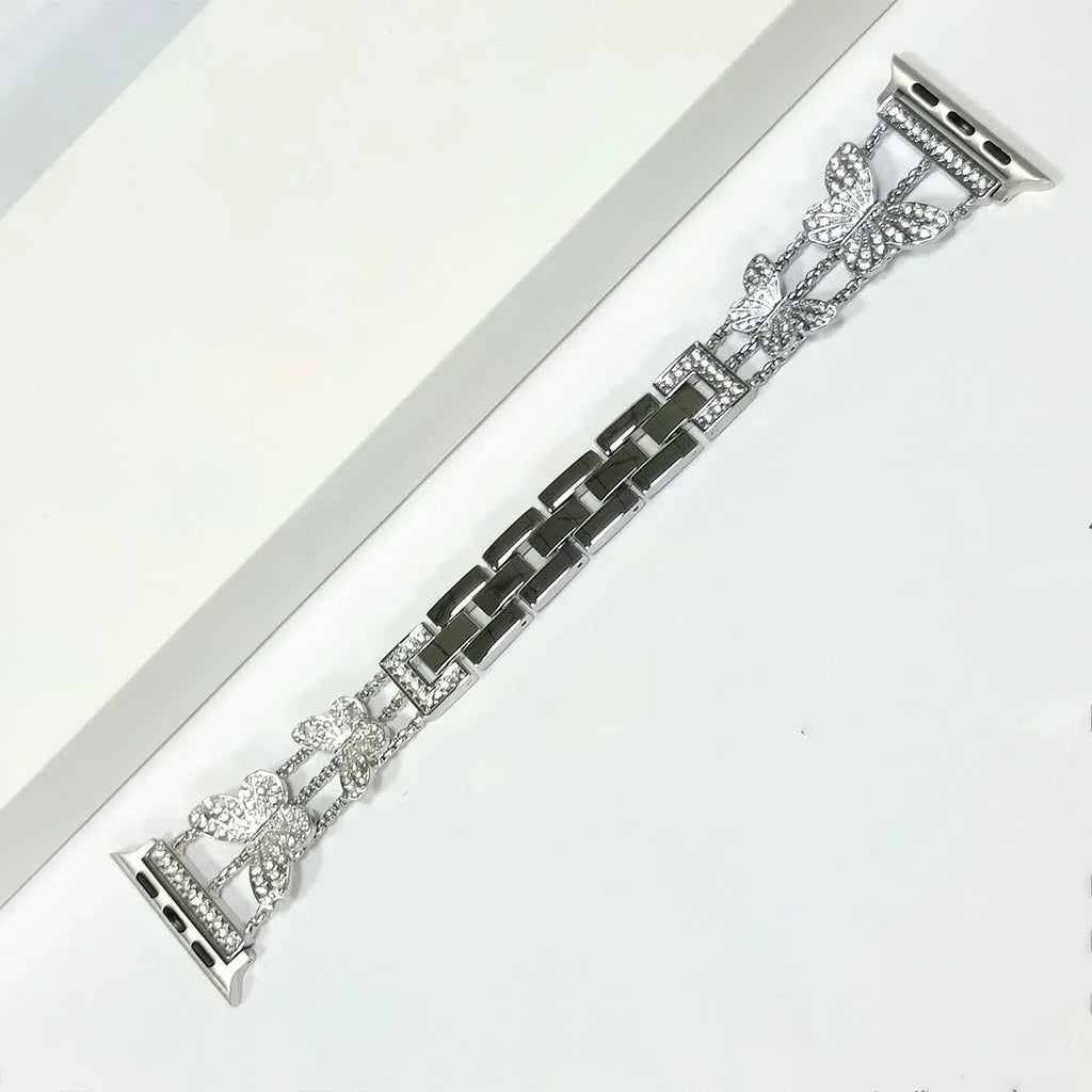 Stainless Steel band for Apple Watch band 40mm 46mm 44mm 41mm 45mm 49mm Butterfly Diamond band Apple Watch Ultra 10 9 8 7 SE 5 4