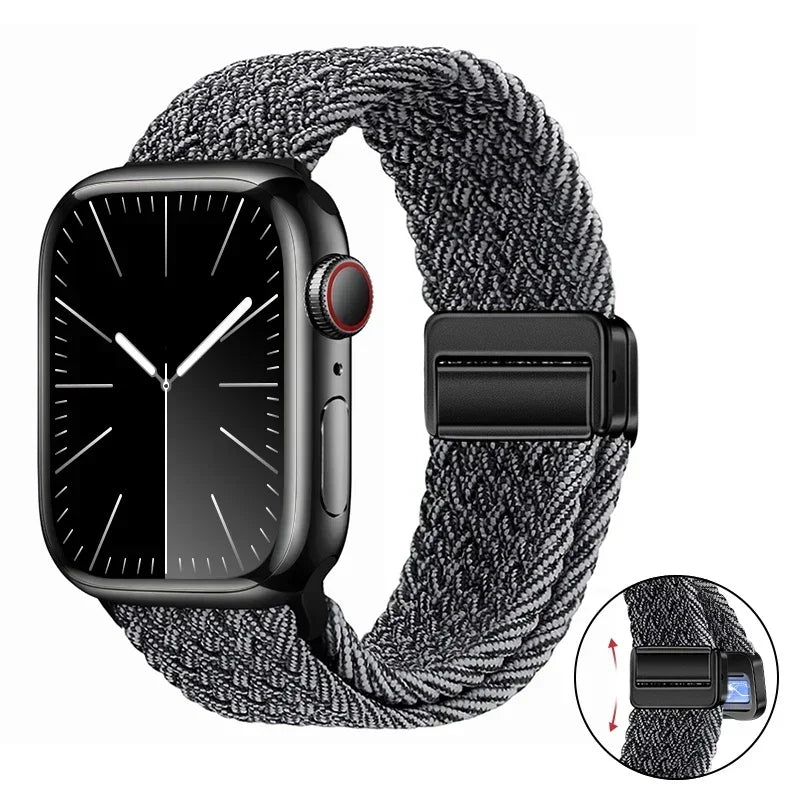 Magnetic Braided band For Apple Watch band 46mm 42mm 45mm 41mm 44mm 40mm Ultra 2 49mm Nylon band Apple Watch 10 9 8 7 6 5 4 SE