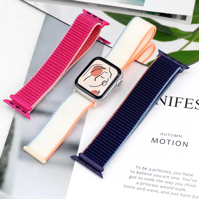Nylon Loop band for Apple Watch band 46mm 44mm 40mm 42mm 45mm 41mm 49mm 44mm band Apple Watch Series Ultra 2 11 10 9 SE 7 6 5 4