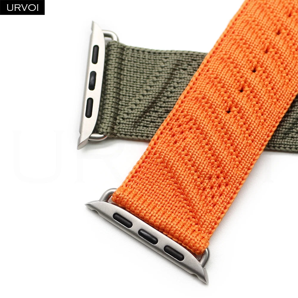URVOI En Mer band for Apple Watch Ultra 3 2 Series 11 Sport band Orange Gris Titane ocean waves pattern Polyamide Custom Buckle