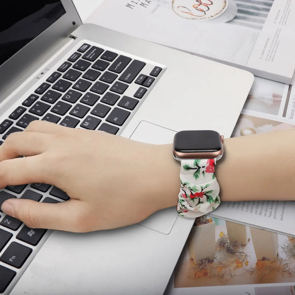 Scrunchie Compatible For Apple Watch band 49mm 40mm 41mm 38mm 42mm 44mm 45mm Cute Printed Elastic For Apple Watch Series 9 8 7 6 5 3 SE