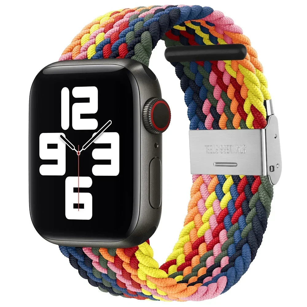 Braided Solo Loop For Apple Watch Ultra band 49mm 45mm 40mm 41mm 44mm Nylon Elastic band Apple Watch Series 10 9 8 SE 6 7 5 4 band