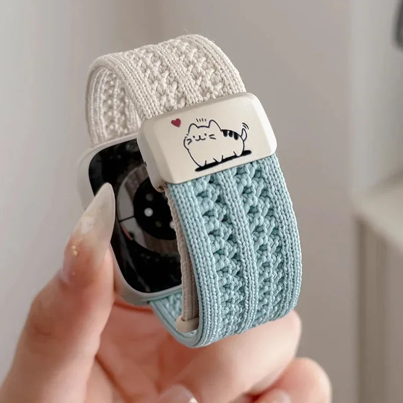 Braided band For Apple Watch band 44mm 40mm 45mm 46mm 49mm 41mm 38mm Magnetic Nylon band Apple Watch Series SE 7 6 8 9 10 Ultra 2