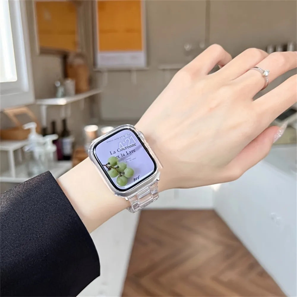 Transparent Link band for Apple Watch band 44mm Ultra 49mm 41mm 45mm 46mm 42mm glacier band Apple Watch Series 10 9 8 7 6 5 4 3