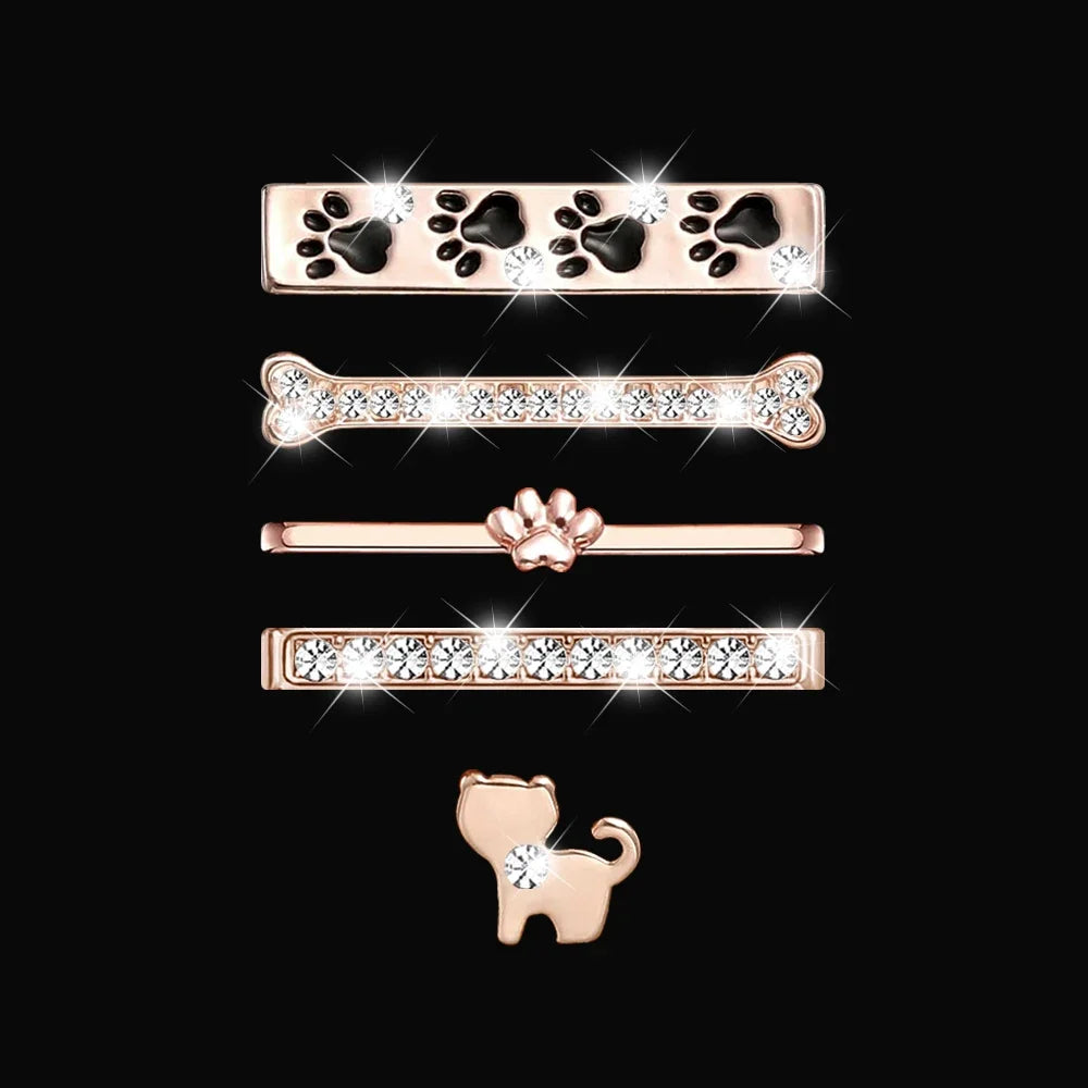 5pcs Decoration Ring For Apple Watch band Series 10 8 7 9 6 Diamond Jewelry Charms for Samsung Huawei Silicone band accessories