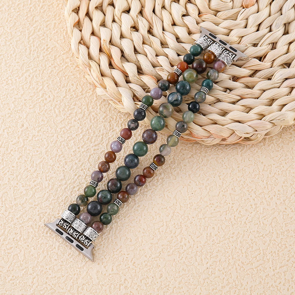 African Jasper Smart Watch band 38mm 45mm Elastic Couple Wristwatch band Apple Watch Handmade Jewelry