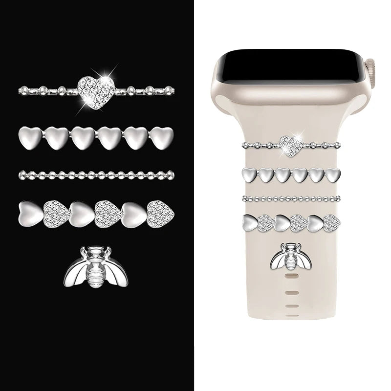 Decoration For Apple Watch Ultra 2 band 10 9 8 7 Diamond Jewelry Charms Accessories samsung Huawei watch band 20 22mm band