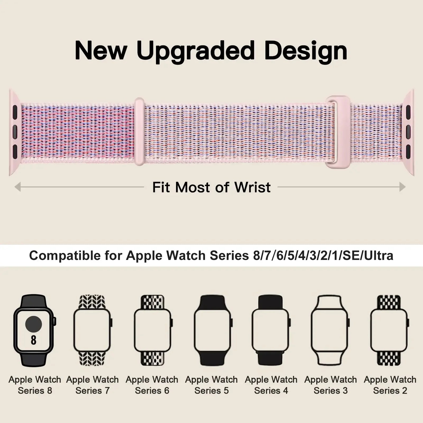 Nylon Loop band for Apple Watch band 40mm 44mm 45mm 42mm 41mm 38mm Smart Belt band for Apple Watch Ultra 49mm 8 7 6 SE 5 4 3