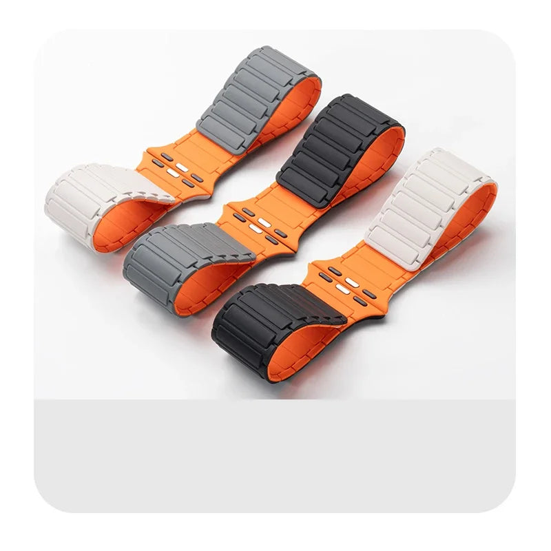 Silicone band for Apple Watch 46mm 42mm 49mm 45mm 41mm 44mm 40mm Magnetic band for Apple Watch Ultra 2 Series 10 9 8 7 6 SE 5 4 3