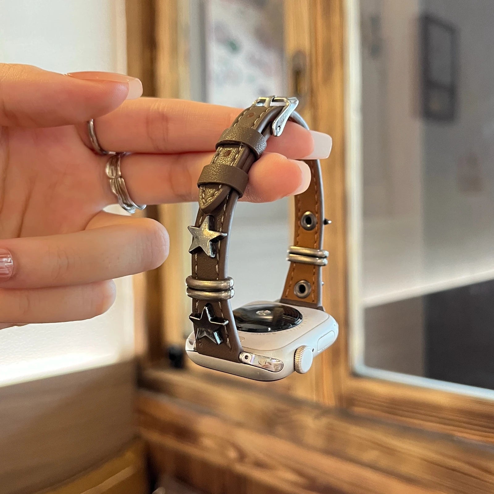 Slim star For Apple Watch band women Ultra 11 10 9 8 7 6 5 4 3 2 1 SE 38mm 40mm 41mm 42mm 44mm 45mm 46mm Leather Loop