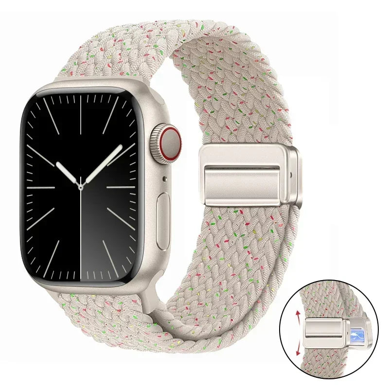 Magnetic Braided band For Apple Watch band 46mm 42mm 45mm 41mm 44mm 40mm Ultra 2 49mm Nylon band Apple Watch 10 9 8 7 6 5 4 SE