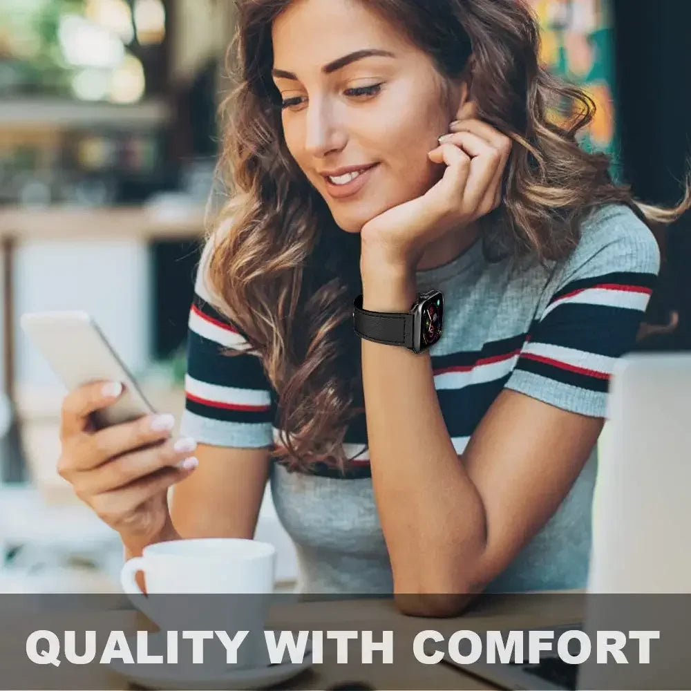 Leather band For Apple Watch band Ultra 2 49mm 44mm 40mm 38mm 42mm sport loop band Apple Watch Series 9 8 7 3 4 5 6 SE 41mm 45mm