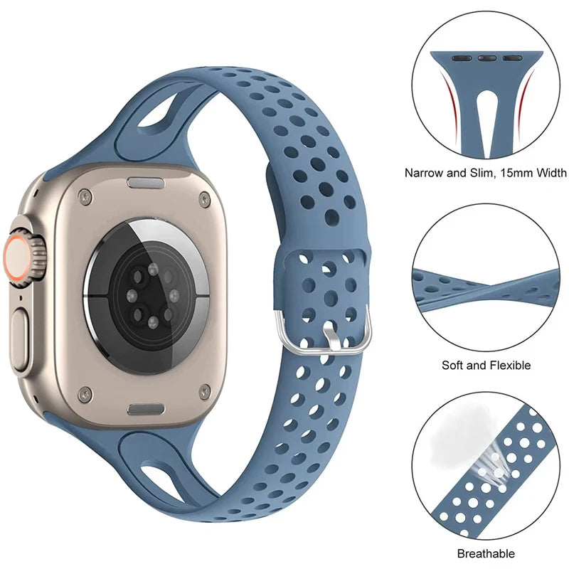 Slim band for Apple Watch band 40mm 44mm 41mm 45mm 49mm S10 42mm Silicone watch band correa band Apple Watch 6 7 8 9 Ultra 2 band